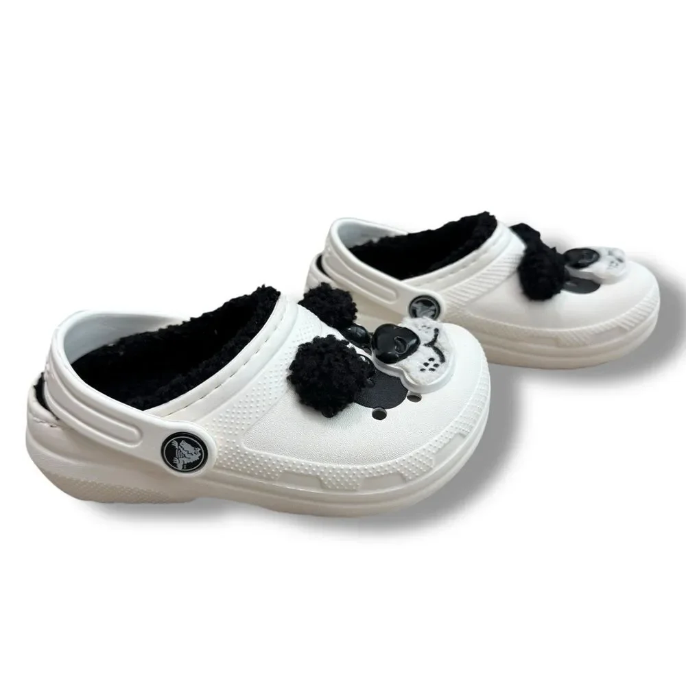 Crocs Kids Panda Fuzzy Lined Clogs 10C Cozy Core Cute Slip On Unisex
